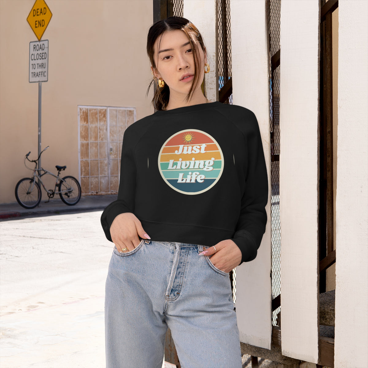 Just Living Life Women's Cropped Fleece Pullover