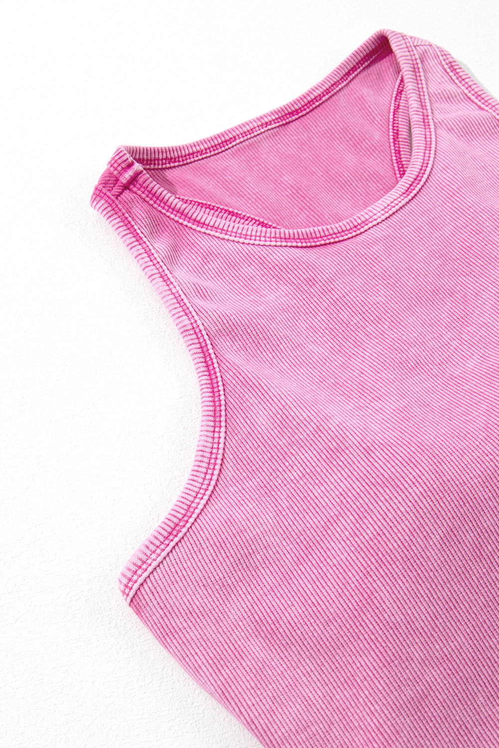 Smoke Gray Ribbed Mineral Wash Racerback Cropped Tank Top