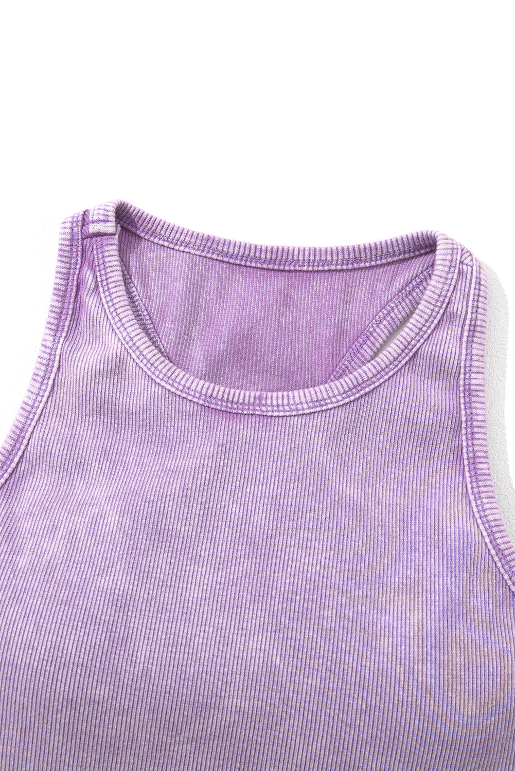 Smoke Gray Ribbed Mineral Wash Racerback Cropped Tank Top