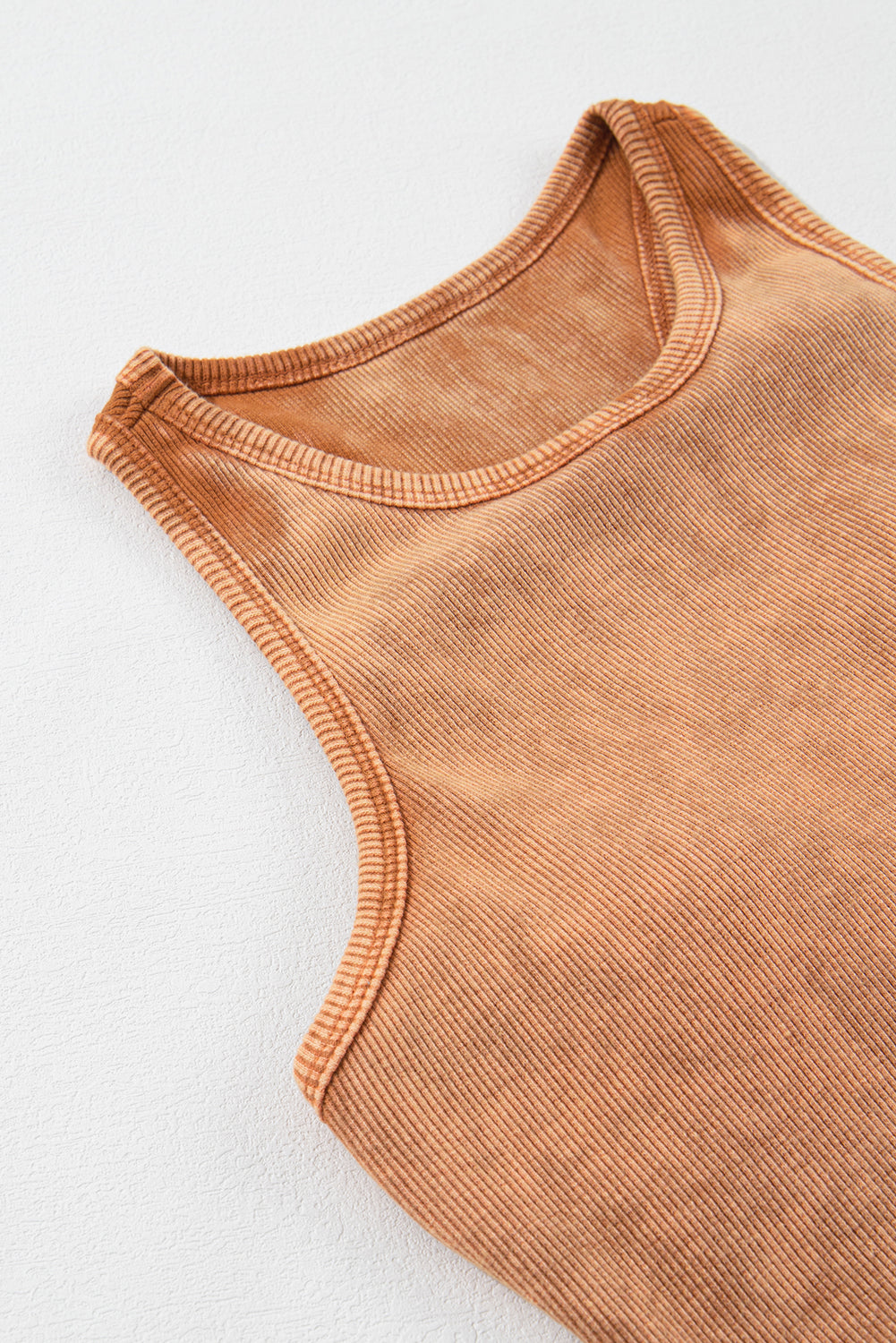 Smoke Gray Ribbed Mineral Wash Racerback Cropped Tank Top