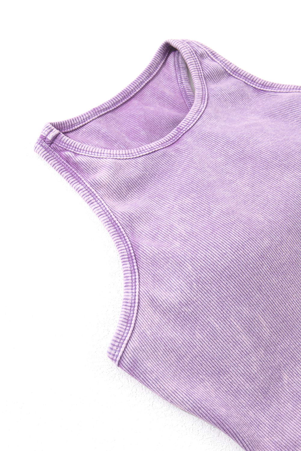 Smoke Gray Ribbed Mineral Wash Racerback Cropped Tank Top