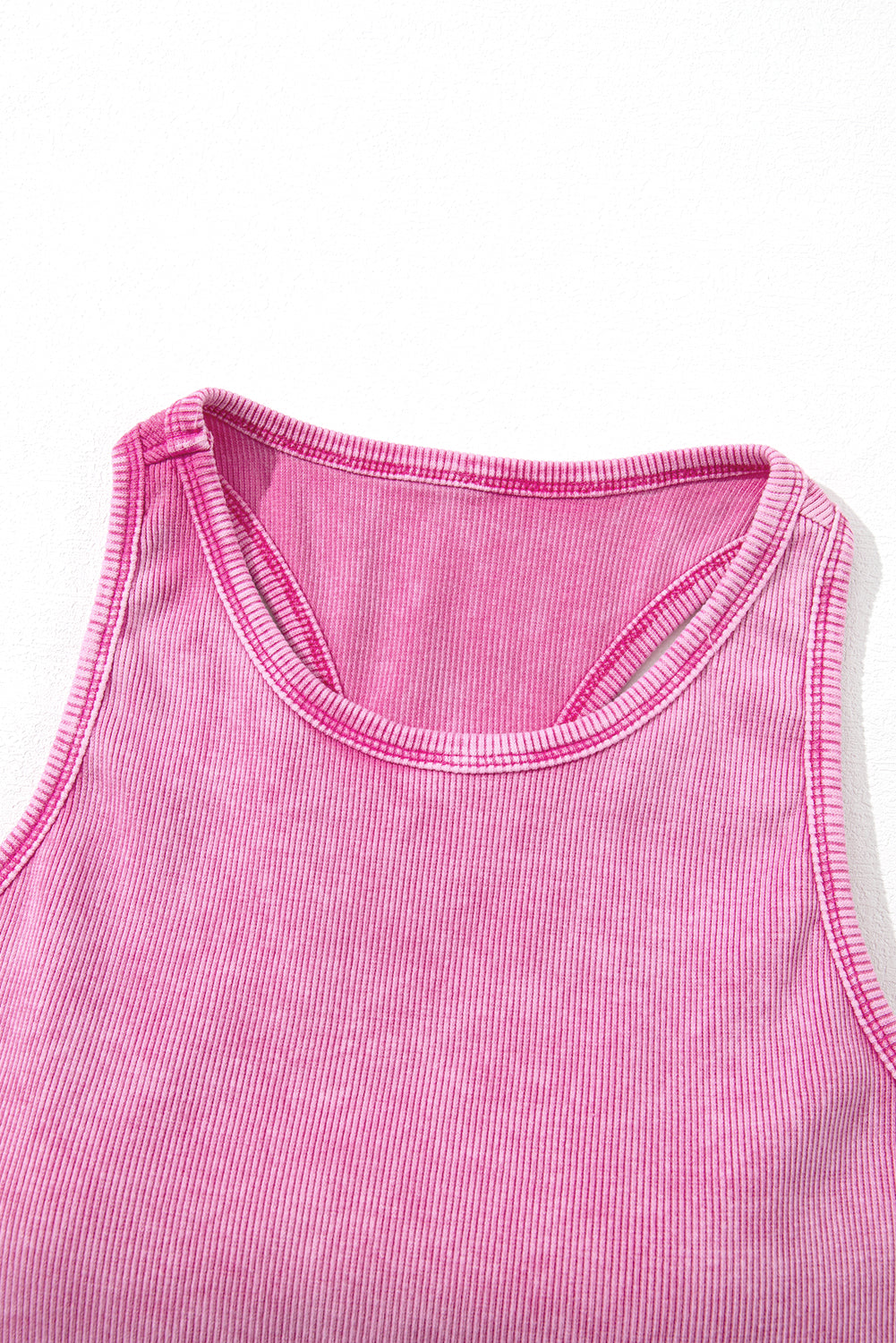Smoke Gray Ribbed Mineral Wash Racerback Cropped Tank Top