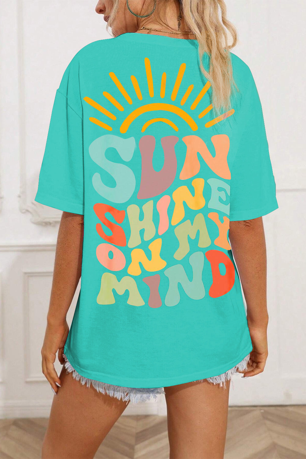 Mint Green SUNSHINE ON MY MIND Letter Print Tee