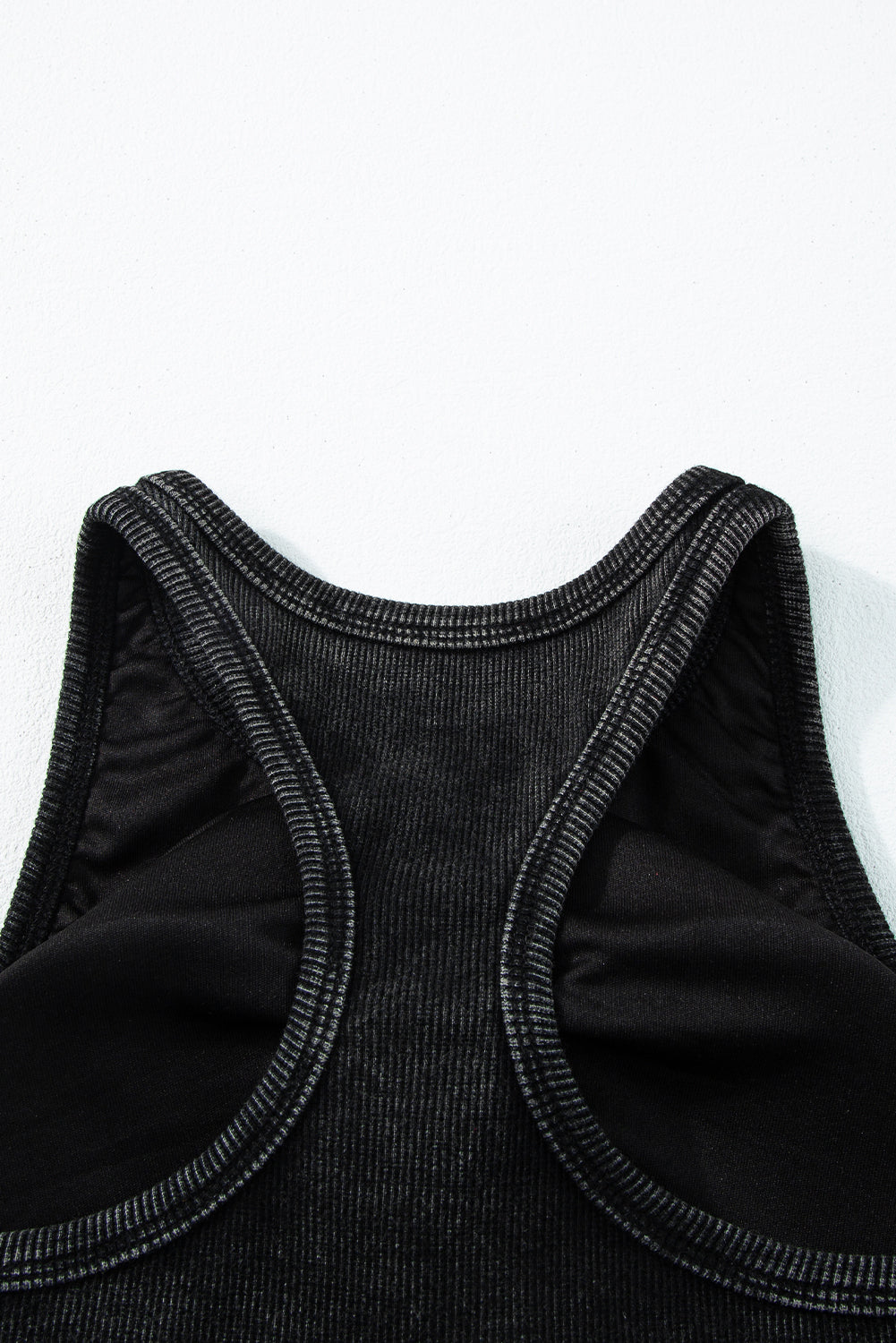 Smoke Gray Ribbed Mineral Wash Racerback Cropped Tank Top